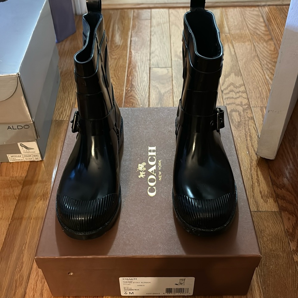 Black coach rain boots